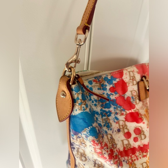 Dooney & Bourke Vanessa Paint Splatter Satchel Crossbody zipper tote like new - Picture 3 of 15